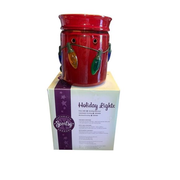 Scentsy Christmas Holiday Lights Electric Wax Warmer Full Size Retired Red New - Picture 1 of 6